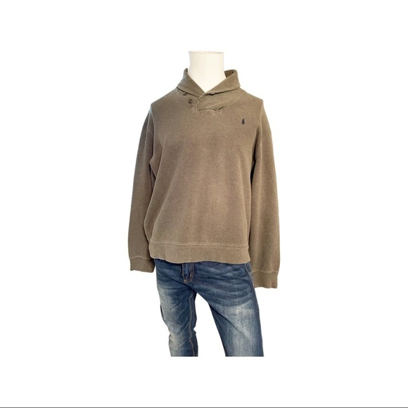 Ralph Lauren Polo Men olive Shawl two button neck sweater. Ribbed -Size XL - Picture 5 of 11